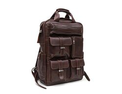 Брутальний чоловічий рюкзак з кишенями шкіряний Newery