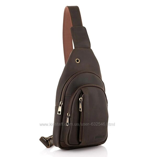 Чоловіча сумка слінг із натуральної шкіри Newery 