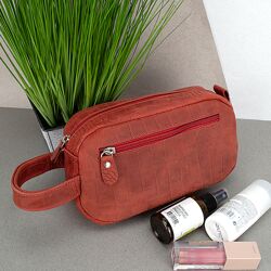 Косметичка шкіряна HandyCover  чорна з ручкою