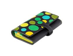 Шкіряний жіночий гаманець в яскравий горох Visconti c RFID