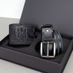 Подарунковий чоловічий набір Handycover гаманець та ремінь в коробці