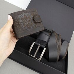 Подарунковий чоловічий набір Handycover гаманець та ремінь коричневий