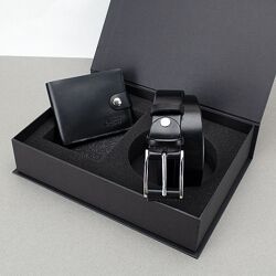 Подарунковий чоловічий набір Handycover  портмоне та ремінь шкіра 