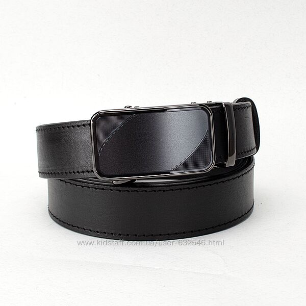 Ремінь шкіряний чоловічий чорний на автоматі SF 
