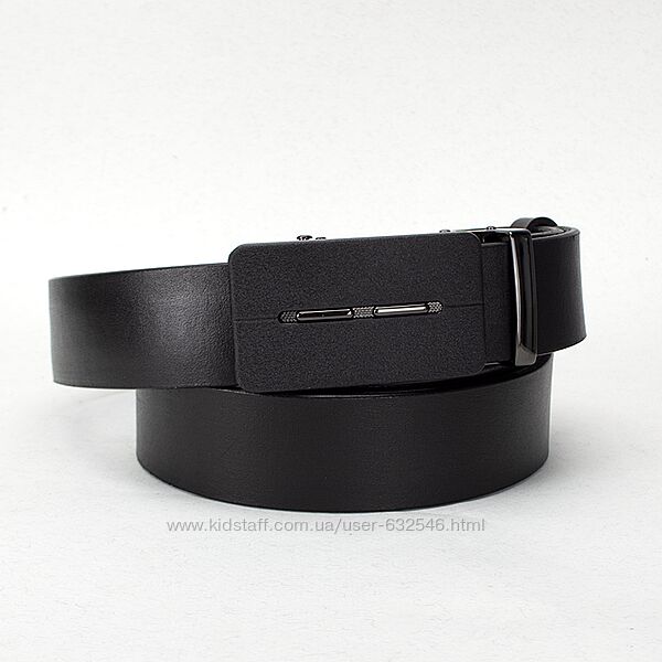 Ремінь шкіряний чоловічий чорний на автоматі SF