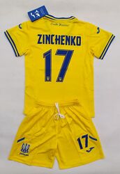 Футбольная форма детская Zinchenko 17 сборная Украина Joma синяя и жёлтая