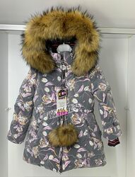 Ефектне зимове пальто 3D квіти KIKO 6162 для дівчинки 110