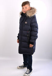 Зимова подовжена куртка kiko 5444 для хлопчиків 158