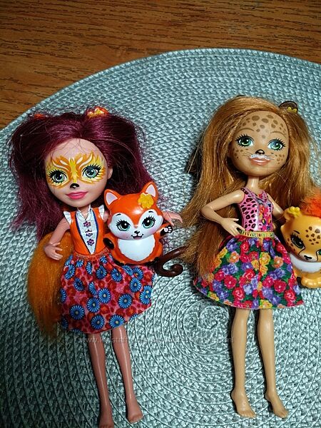Куклы Enchantimals- гепард и лиса, с питомцами, б-у.