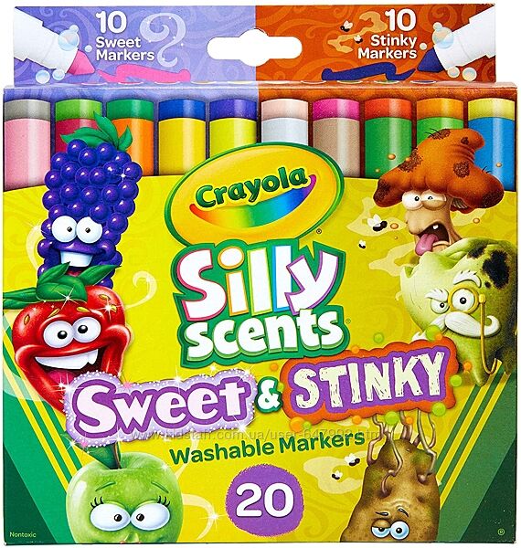 Crayola Ароматизированные смываемые маркеры Silly Scents Sweet Stinky Scent