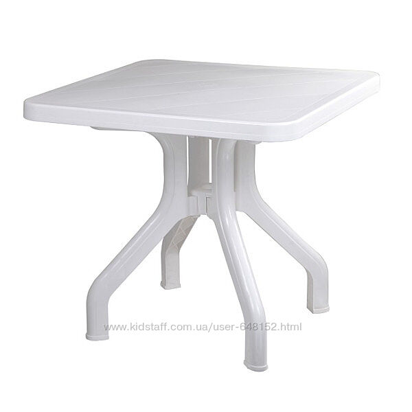 Стіл Прима квадратний вуличний білий пластик столи для кафе саду дачі хорек