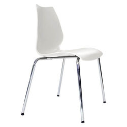 Пластиковий стілець Лілі білий чорний з пластику, хромовані ніжки
