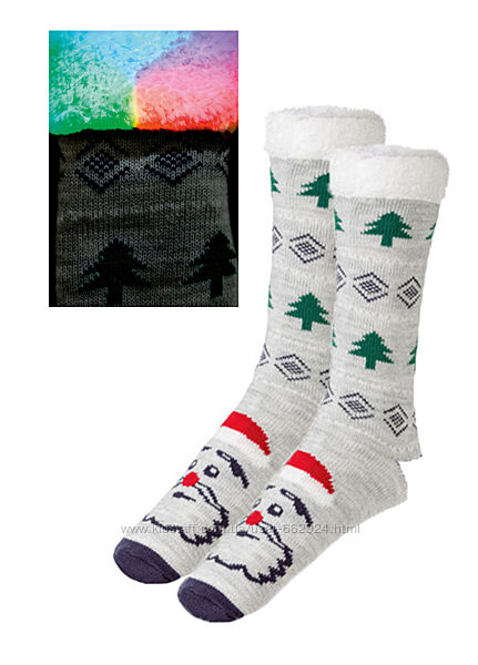 Новорічні термо шкарпетки на хутрі з підсвіткою Livergy, 39-42