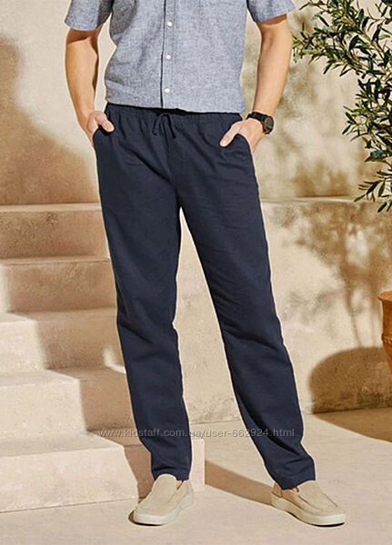 Штани лляні чоловічі брюки Livergy S 46 Німеччина синій