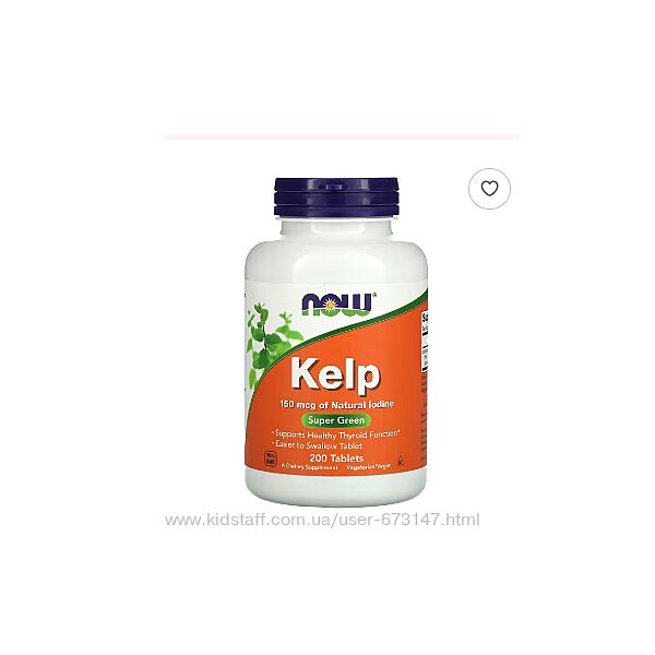 Kelp йод NOW Foods, бурі водорості, 150 мкг, 200 таблеток