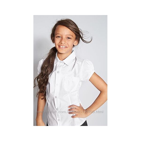 Біла блуза дитяча шкільна з коротким рукавом NEXT