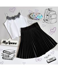 Школьная черная юбка плиссе H&M на 10-11 лет р.140-146см