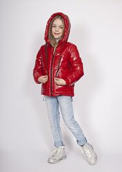 Демисезонная курточка на девочку плащевка Монклер 128-152 Красный