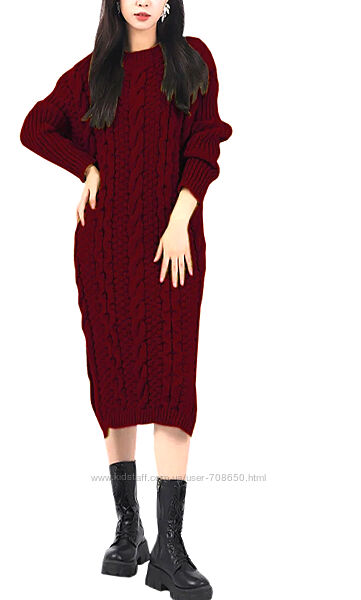 длинный теплый свитер платье