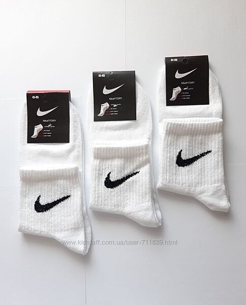 6 пар Шкарпетки чоловічі Nike. 41-45р. білі Середньої висоти, теніс,