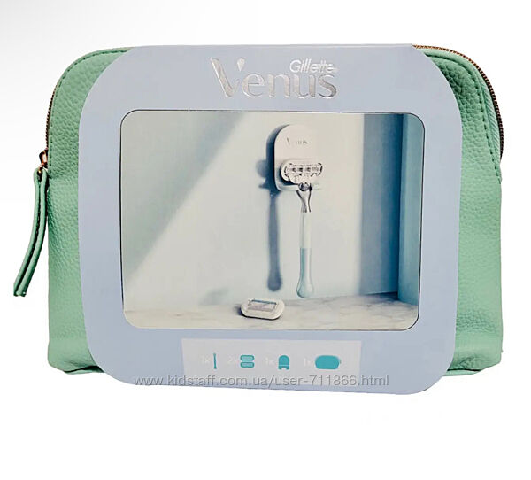 Набор Gillette Venus Embrace, станок 2 картриджа, подставка, косметичка