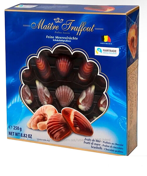 Шоколадные конфеты Maitre Truffout Морские ракушки Blue 250g