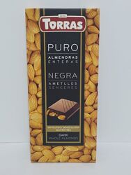 Шоколад черный Torras Puro Fondant Almonds с миндалем 200 g  Без Глютена