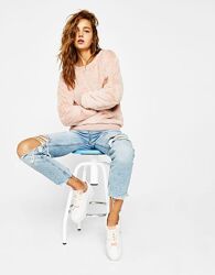 Пушистый плюшевый меховой свитер свитшот 