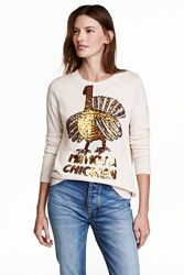 Джемпер свитер светр с блестящей вышивкой блестки паетки