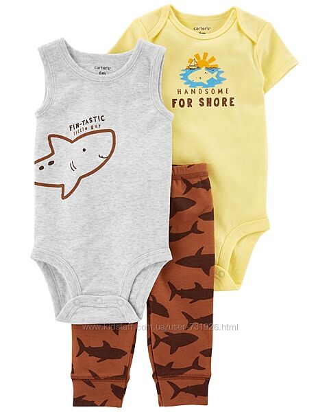 Разм.9м Carters ВеСелые ПоПки, тройка, комплект, картерс