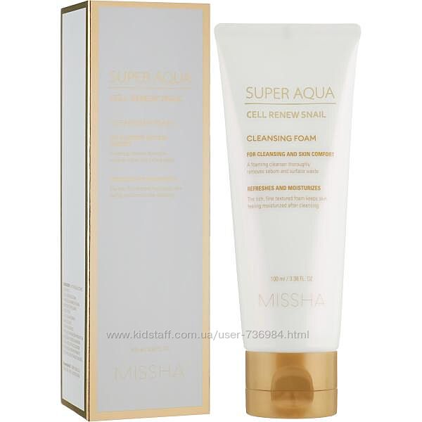MISSHA Super Aqua Cell Renew Snail Cleansing Foam Пінка з муцином равлика