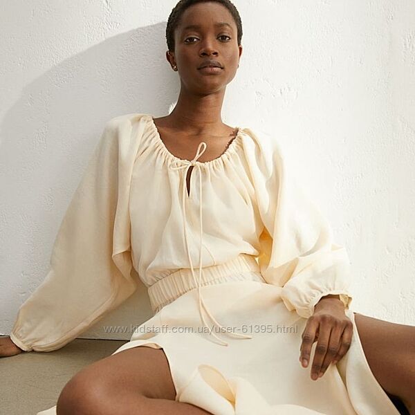 Длинное платье H&M из смеси лиоцелла Tencel  и органического льна