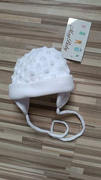Зимняя белая шапка для новорожденных детей