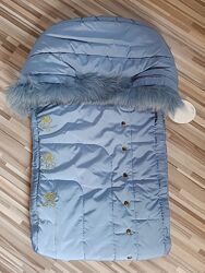 Зимний конверт на выписку для мальчика 0-4 месяца