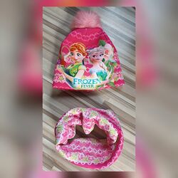 Фроузен Анна и Эльза шапка и хомут на флисе