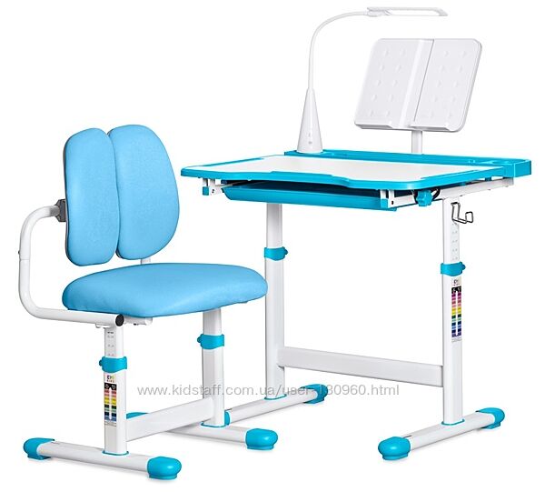 Комплект парта та стілець Evo-kids BD-23 з підставкою для книг та лампою