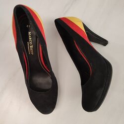 Замшеві фірмові жіночі туфлі Marco Tozzi на підборах - 41 розмір, 26 см