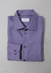 Рубашка слим текстурный твил хамелеон фиолетовая Eton 50-52р
