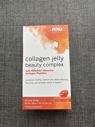 Колаген в желе-стіках апельсин now foods solutions, collagen jelly beauty c