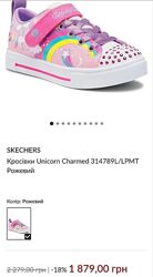 Кросівки кеди мокасини на липучці Skechers Unicorn Charmed розмір 21