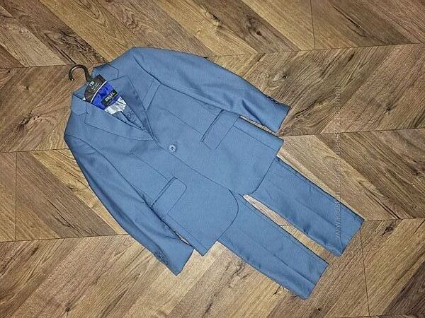 Синій костюм трійка англійського бренду Paisley піджак, брюки, жилетка 
