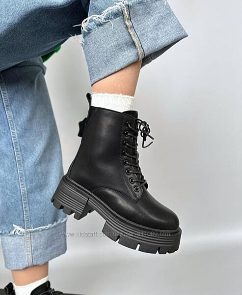 Зимові черевики берці із натуральної шкіри 