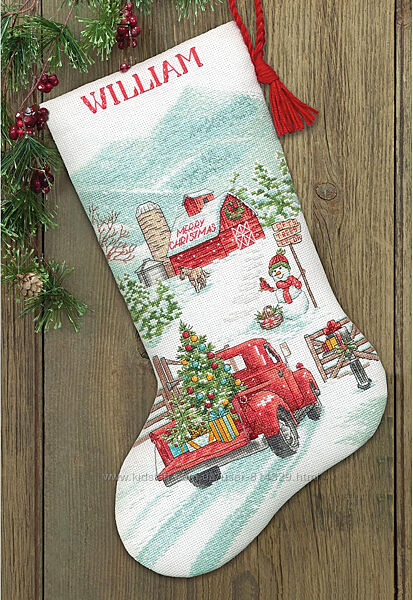 Набір для вишивання хрестиком Holiday Farm Stocking DIMENSIONS