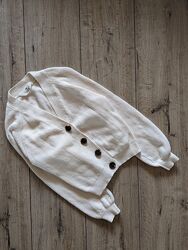 Хлопковая вязанная кофта на пуговицах  H&M 9-10 лет 140 см свободный рукав