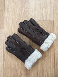 Кожаные немецкие  утеплённые перчатки с открытым швом размер 7.5