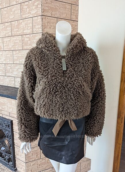 Кофта короткая шубка плюшевая Teddy меховушка  Pull&Bear оверсайз размер С
