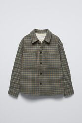 Верхня сорочка у клітинку зі штучної овчини від zara