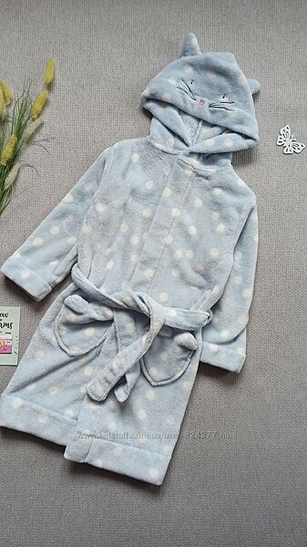 Дитячий плюшевий халат 5-6 років махровий халатик з капюшоном для дівчинки
