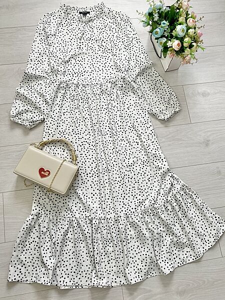 Біла сукня міді в горошок Esmara, розмір 14 Eur 42