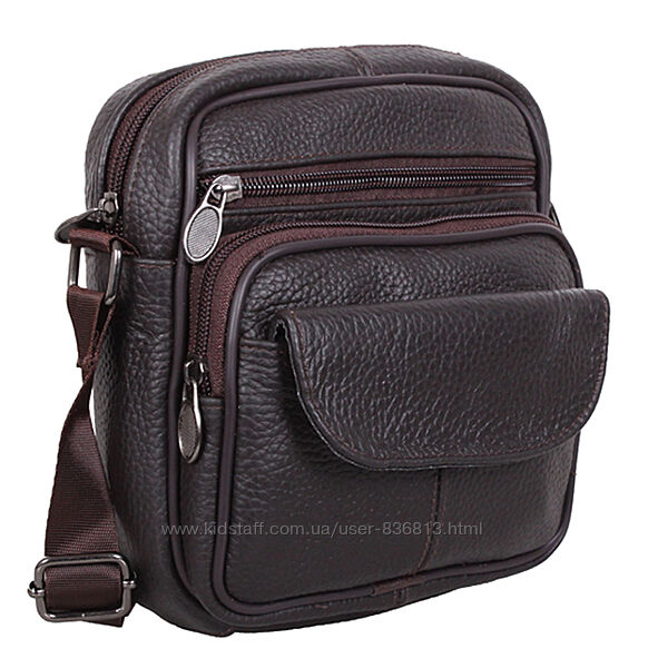 Шкіряна чоловіча сумка через плече es11014 Brown коричнева барсетка
